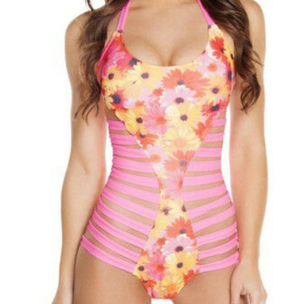 J Valentine Daisy Strappy Monokini Romper Swimsuit